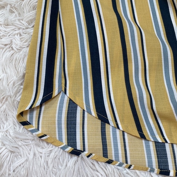 Lara Fashion Striped Linen-Look Top 💗 Gold Navy & White - Picture 10 of 13